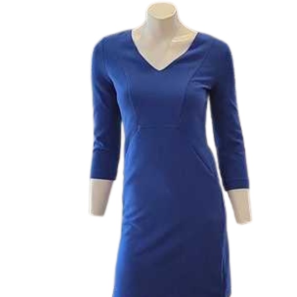 Boden Brontë Ottoman Sheath Dress Navy Blue Rib Knit Workwear Career Sz 8 - Picture 1 of 11